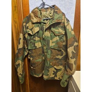 Vintage Camo Military Field Jacket Size Small Short